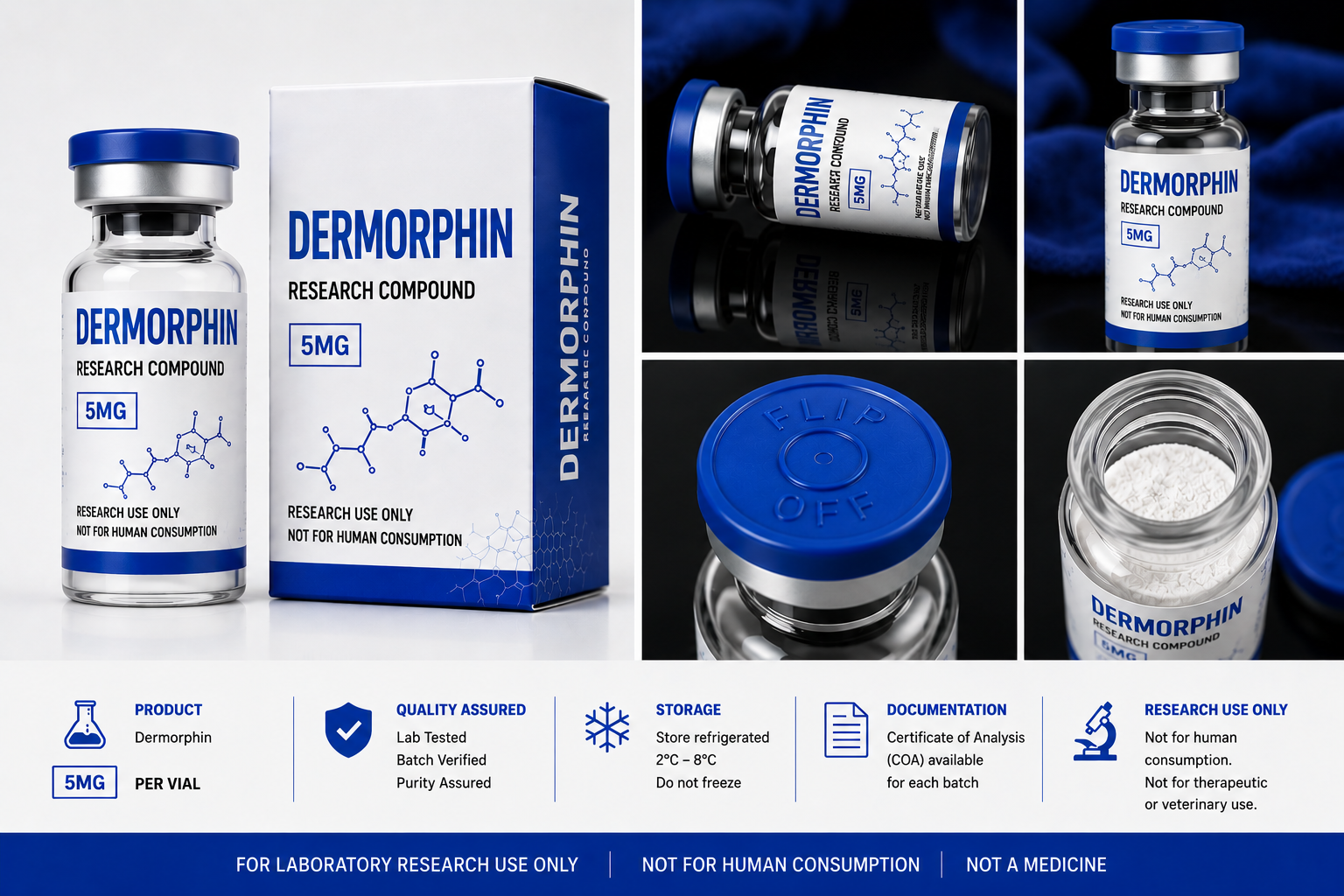 Dermorphin 5mg Research Peptide